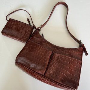 CHARTER CLUB Classic Shoulder Bag in Faux Crocodile NWOT